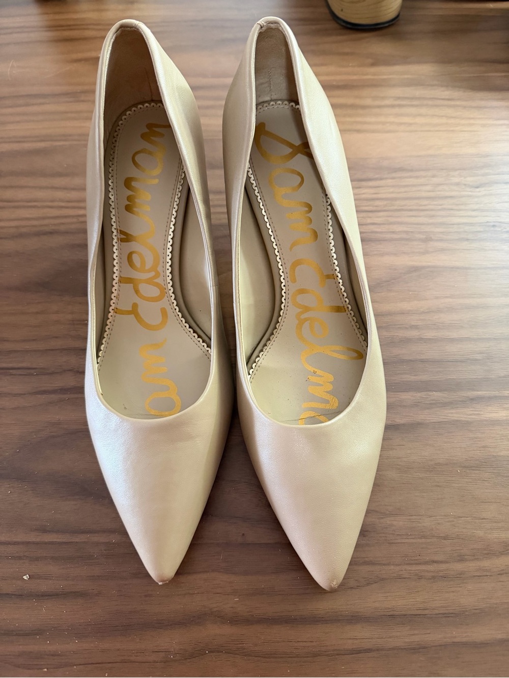 Sam Edelman Beige Pointed Toe Pumps